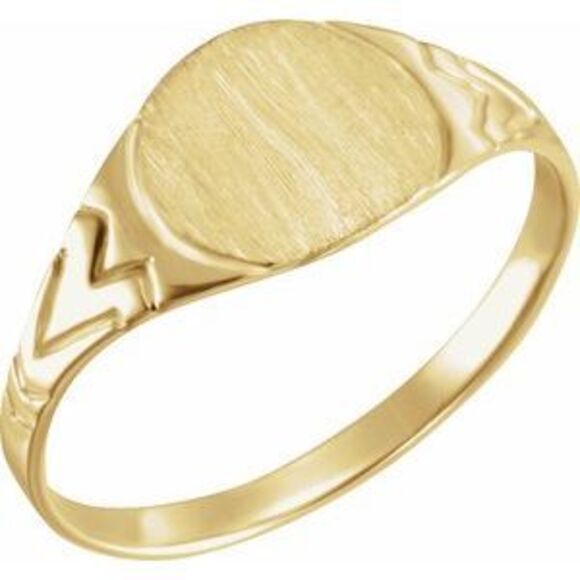 14K Yellow 6 mm Round Youth Signet Ring,All Products : American Fashion Style Bags On Sale
